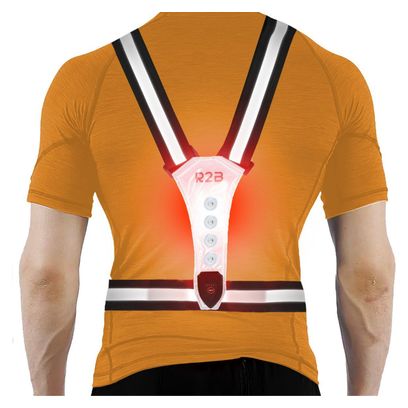 R2B Gilet de course rechargeable - Feux de course à l'avant et à l'arrière - Réfléchissant - Gris