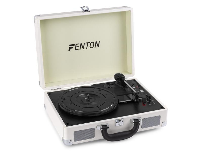Fenton Plattenspieler mit Bluetooth RP115 Weiss Koffer-Plattenspieler mit Bluetooth