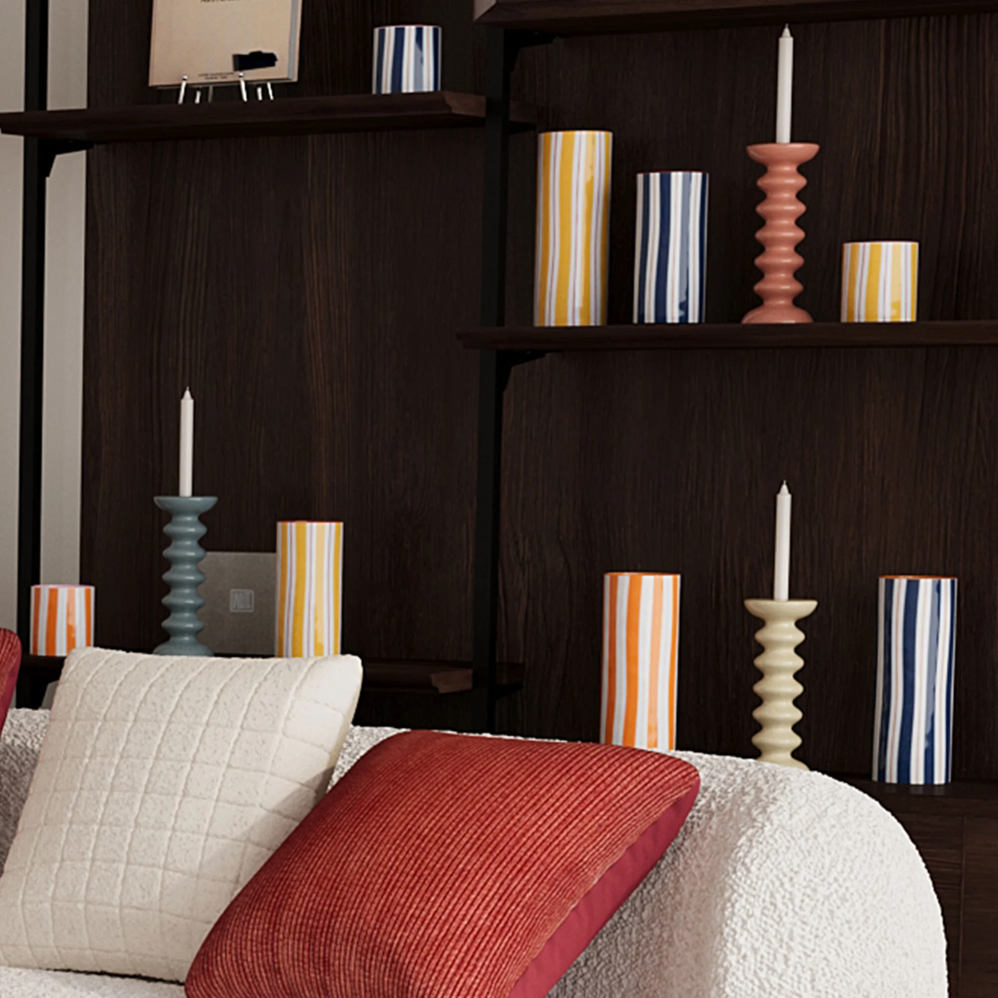 ORLANDO PETIT - Petit vase cylindrique à rayures | Bleu