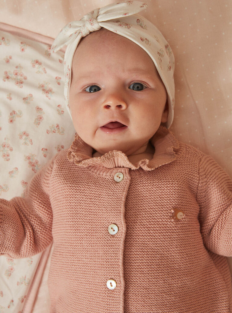 Gilet rose ancien en point mousse