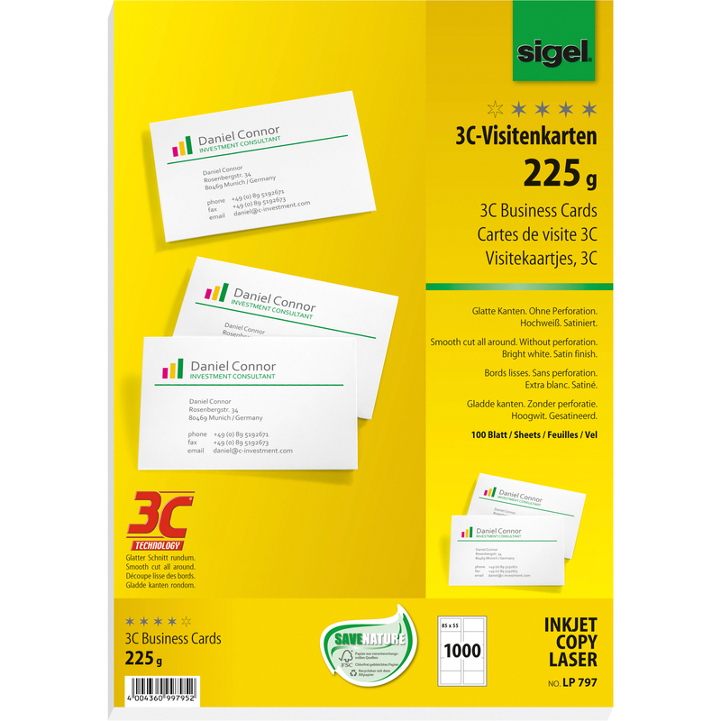 Sigel Visitenkarten, LP797, 85 x 55 mm