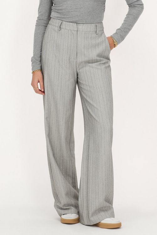 Grijze pantalon met strepen & studs