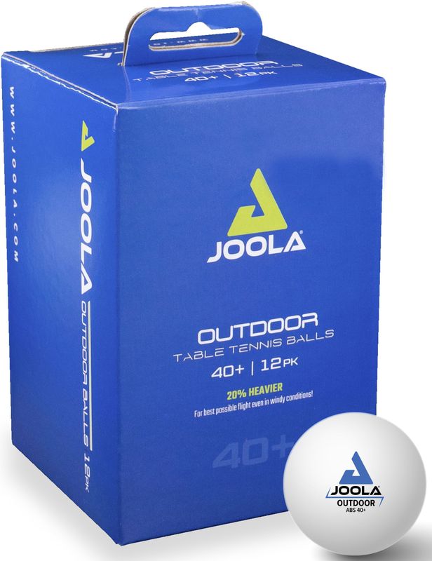 Joola Tafeltennis/Pingpongballen Voor Buiten Set 12 Ballen Outdoor Verzwaard TT-Ball 40MM Wit