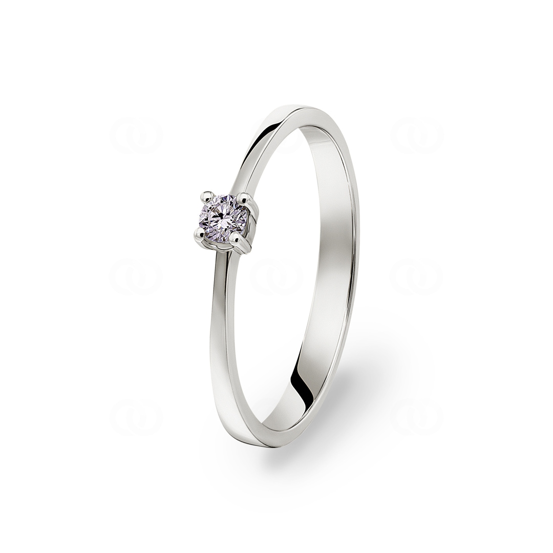 Verlobungsring 750/18 K Weissgold mit Diamant 0.10 ct H/si