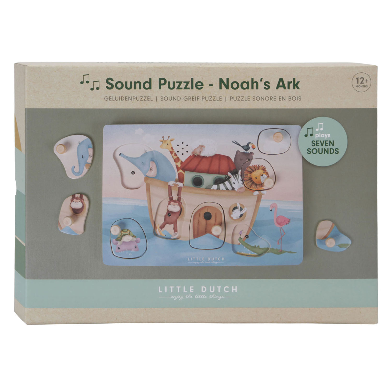 Little Dutch Houten Geluiden Noppenpuzzel Ark van Noach FSC, 7st.