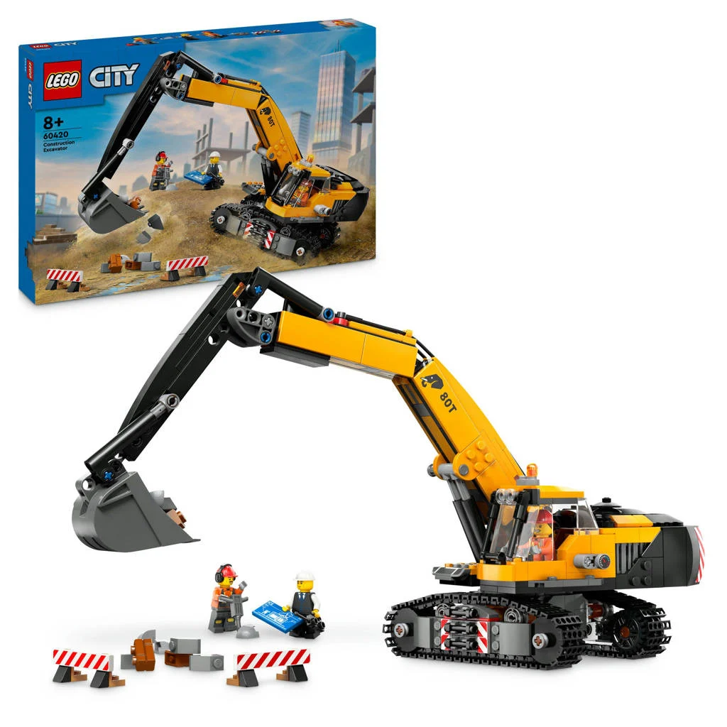 Must have voor de bouw liefhebberGele graafmachine Voertuig Speelgoed voor Kinderen 60420