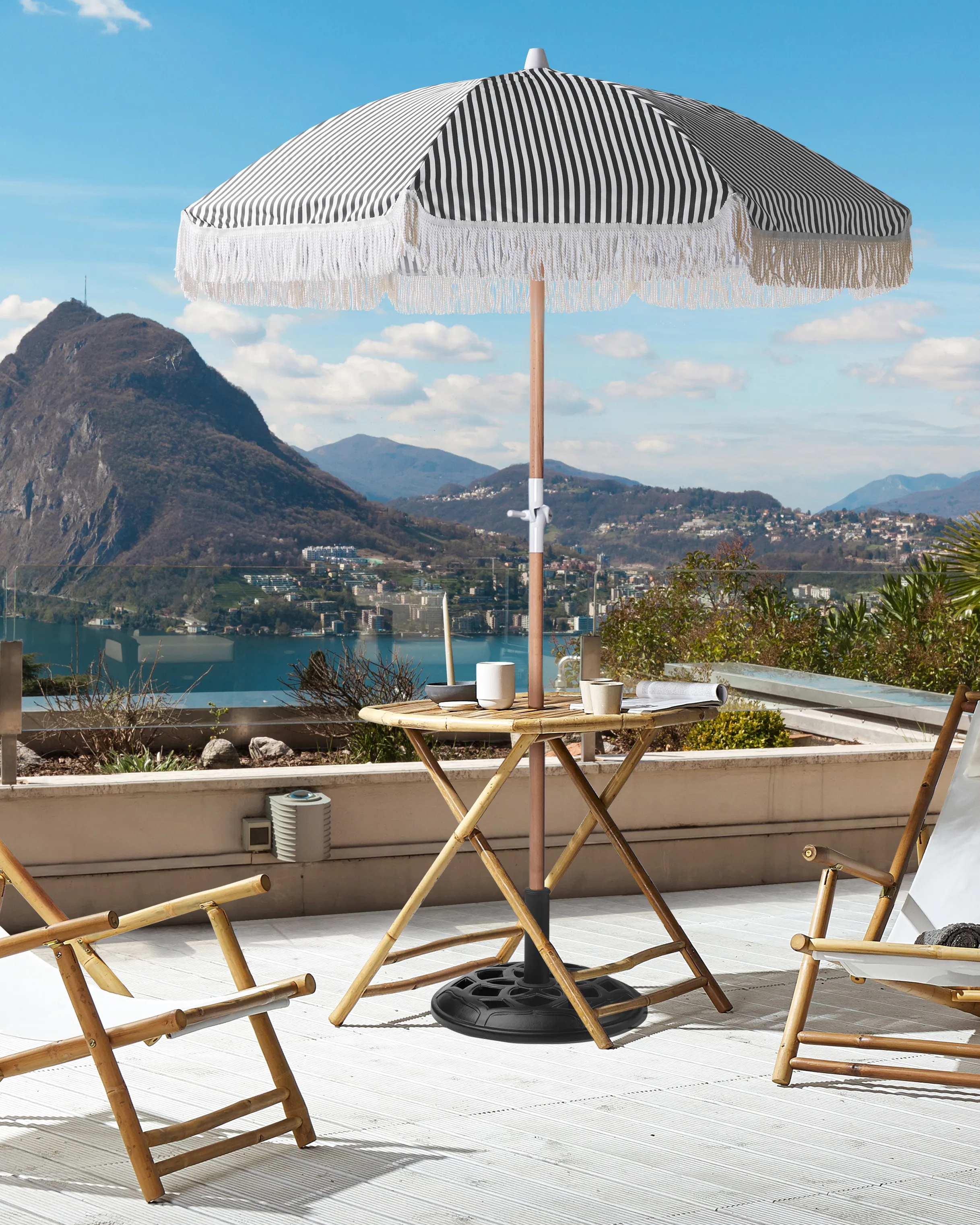 Parasol 150 cm MONDELLO Zwart/wit