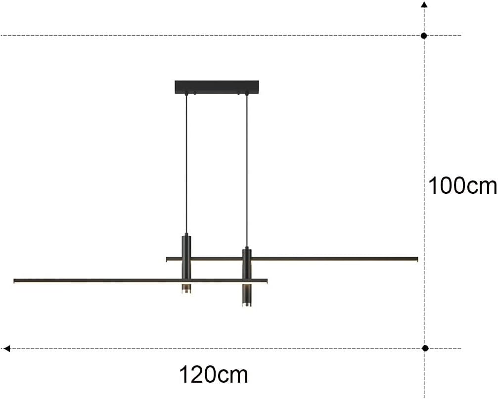Moderne LED Pendelleuchte Esstisch Hängelampe Dimmbar Mit Fernbedienung Esszimmer Hängeleuchte Esszimmerlampe Pendellampe Höhenverstellbar Kronleuchter für Büro Hängeleuchte (Schwarz, L120cm)