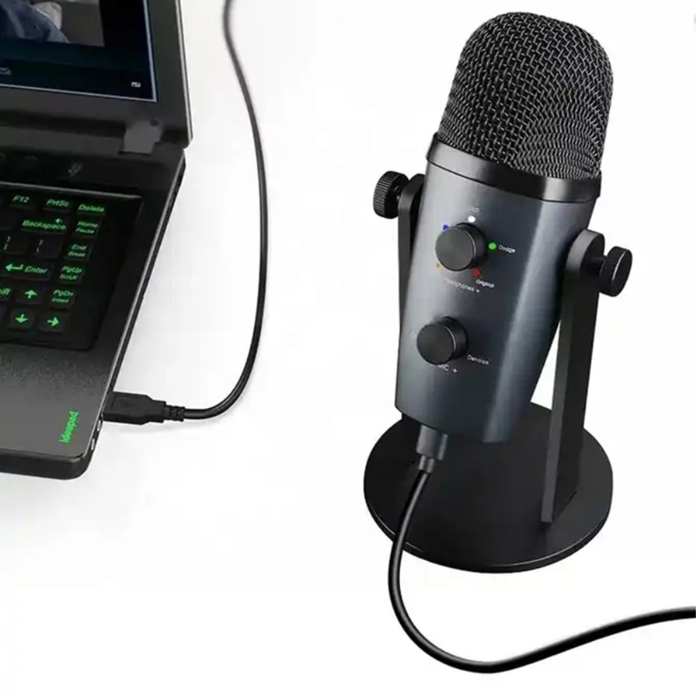 Studio Kondensator Mikrofon für Handy / Tablet / Macbook / Laptop / PC mit Bluetooth / USB C / USB A - Schwarz