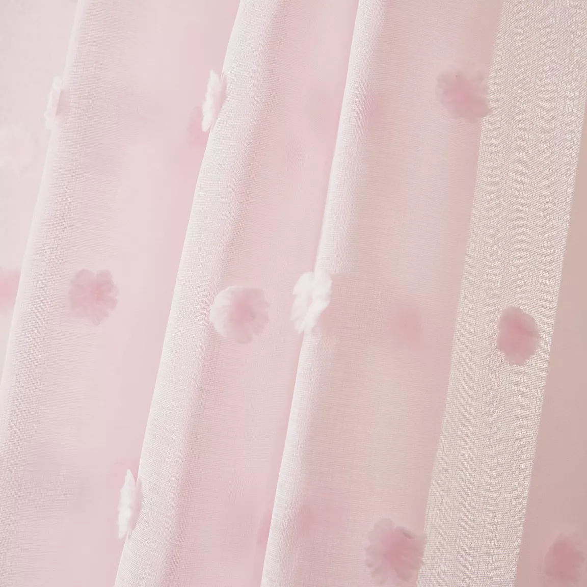 Voilage oeillets pompons (140 x 280 cm) Emie Rose