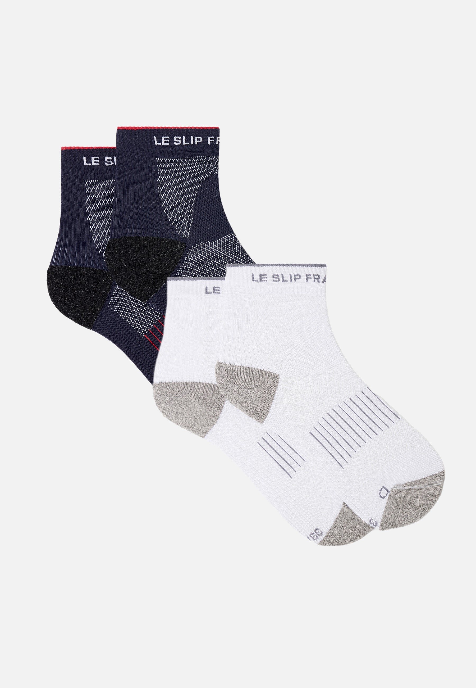 Duo de chaussettes courtes en polyamide-Pack Chaussettes Gaetan Marine Blanc