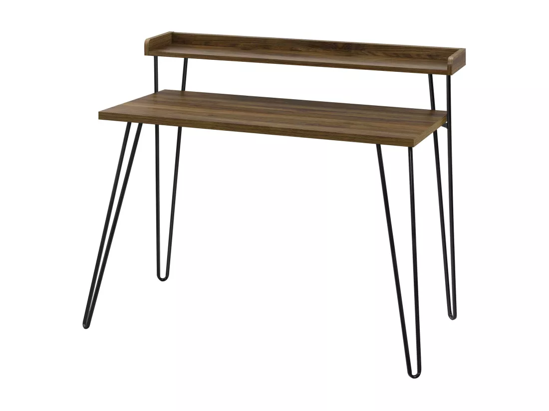 Haven | Bureau d'ordinateur avec étagère en aspect noyer