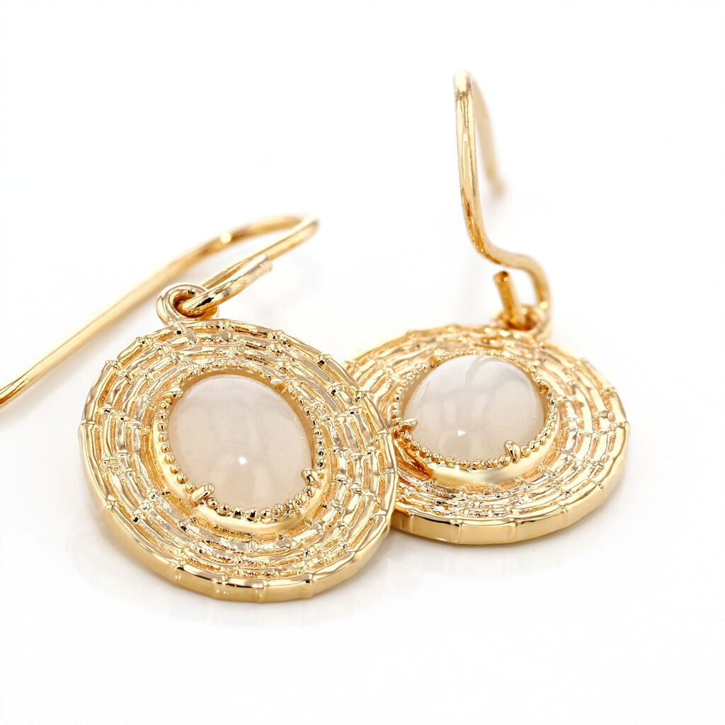 Boucles D'oreilles Pendantes Linna Plaqué Or Jaune Pierre De Lune