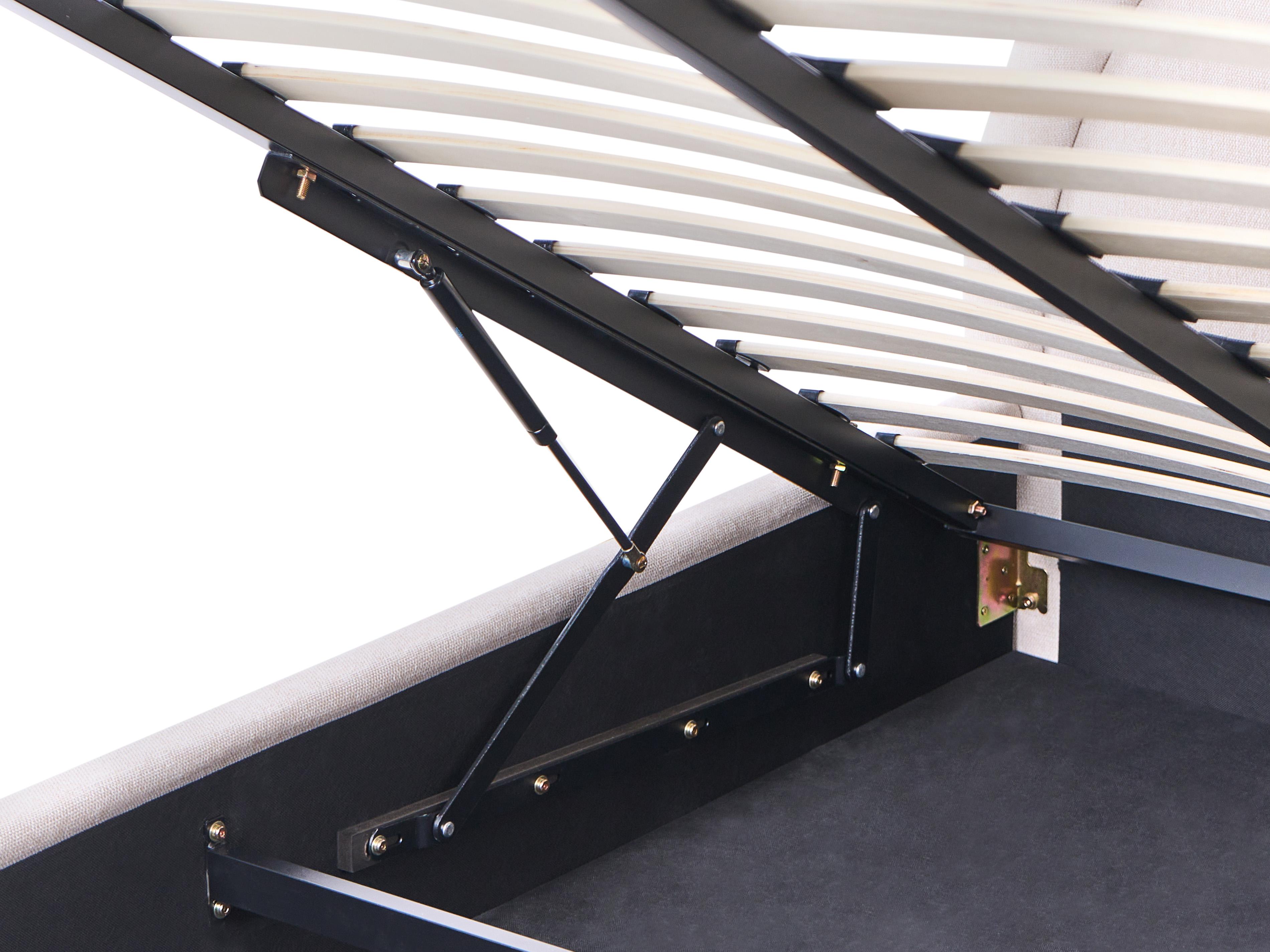 Bed met opbergruimte Stof MOUZON 140 x 200 cm Lichtbeige