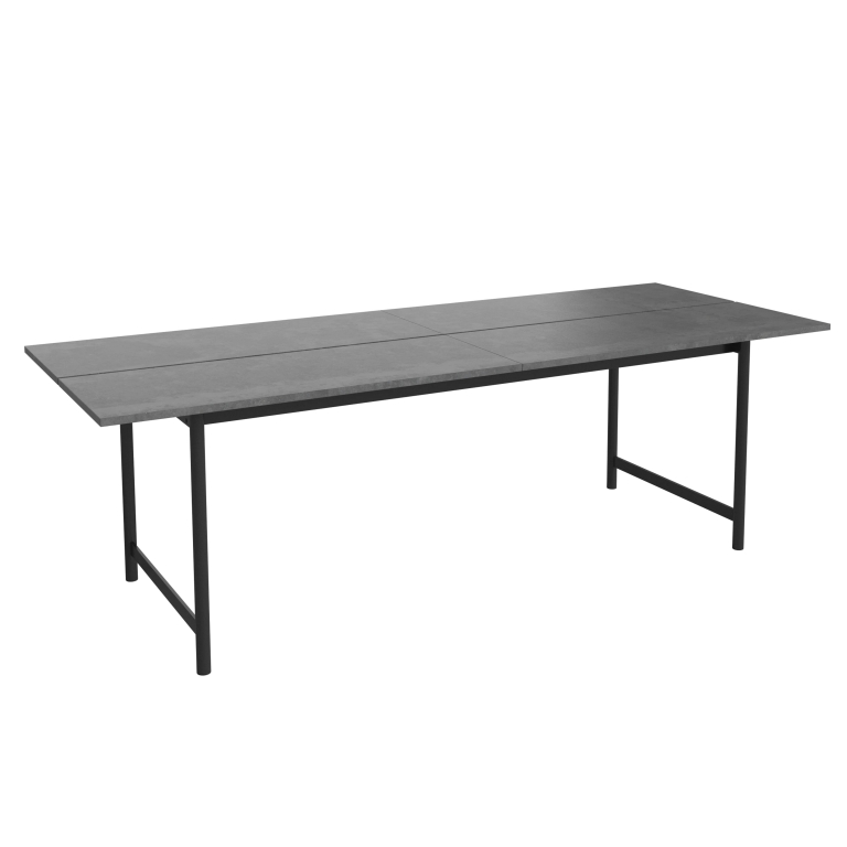 Bolia Track tuintafel 230x90 donkergrijs beton, zwart staal