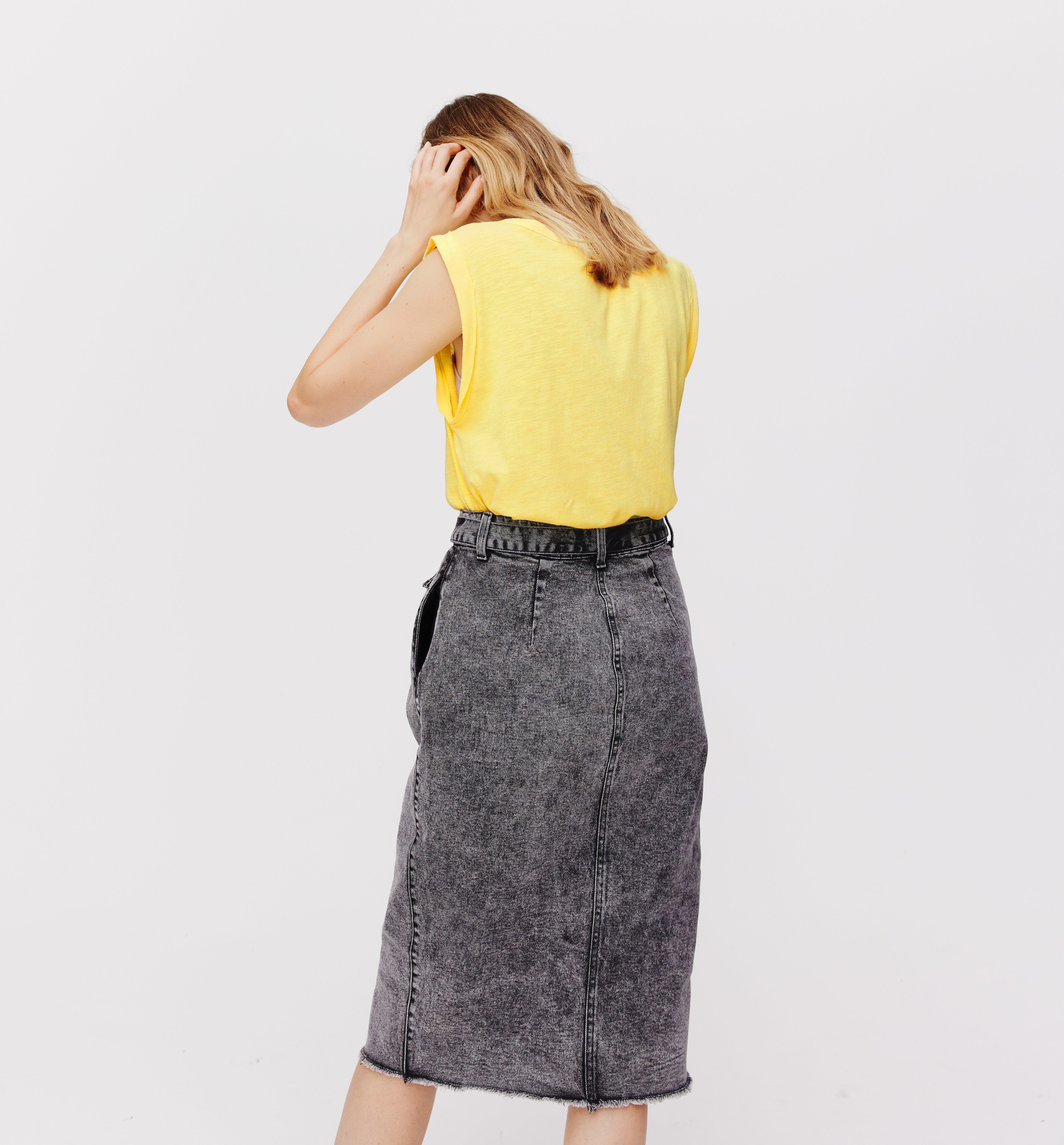 T-shirt à emmanchures US - Imprimé jaune citron