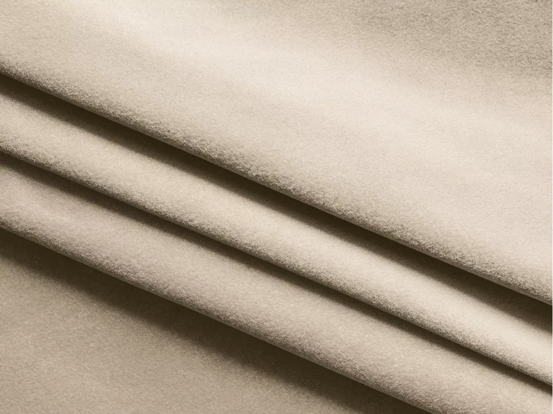 Canapé d'angle panoramique convertible en velours - beige clair - KIMO