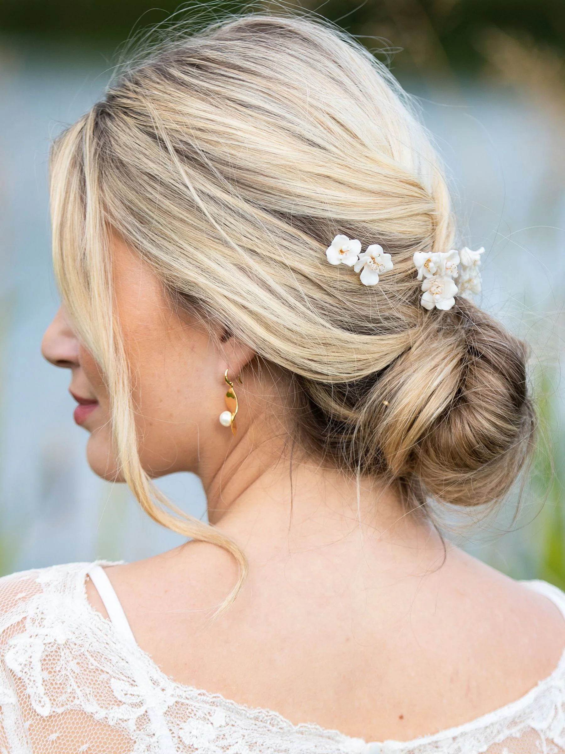 Ivory & Co set van Fleur gebloemde keramische haarspelden