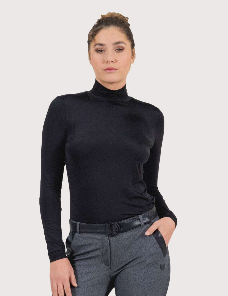 HBT TRANSVERSAL | BELLA TOP SILKY COL CHEMINÉE NOIR