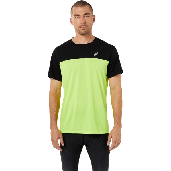 T-shirt running ASICS RACE SS TOP PERFORMANCE BLACK/HAZARD GREEN