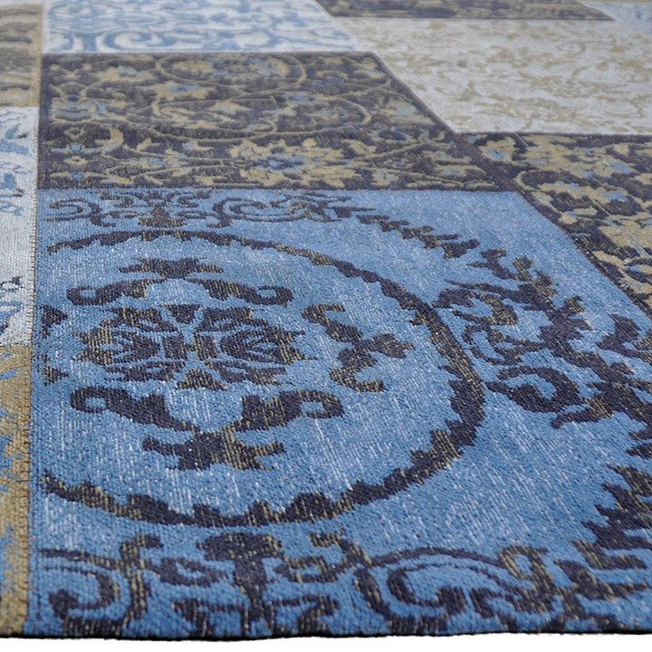 Patchwork vloerkleed - Delany Grijs/Blauw | Kunstzinnig