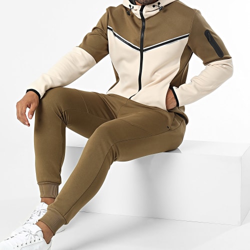Ensemble De Survetement Vert Kaki Beige Clair