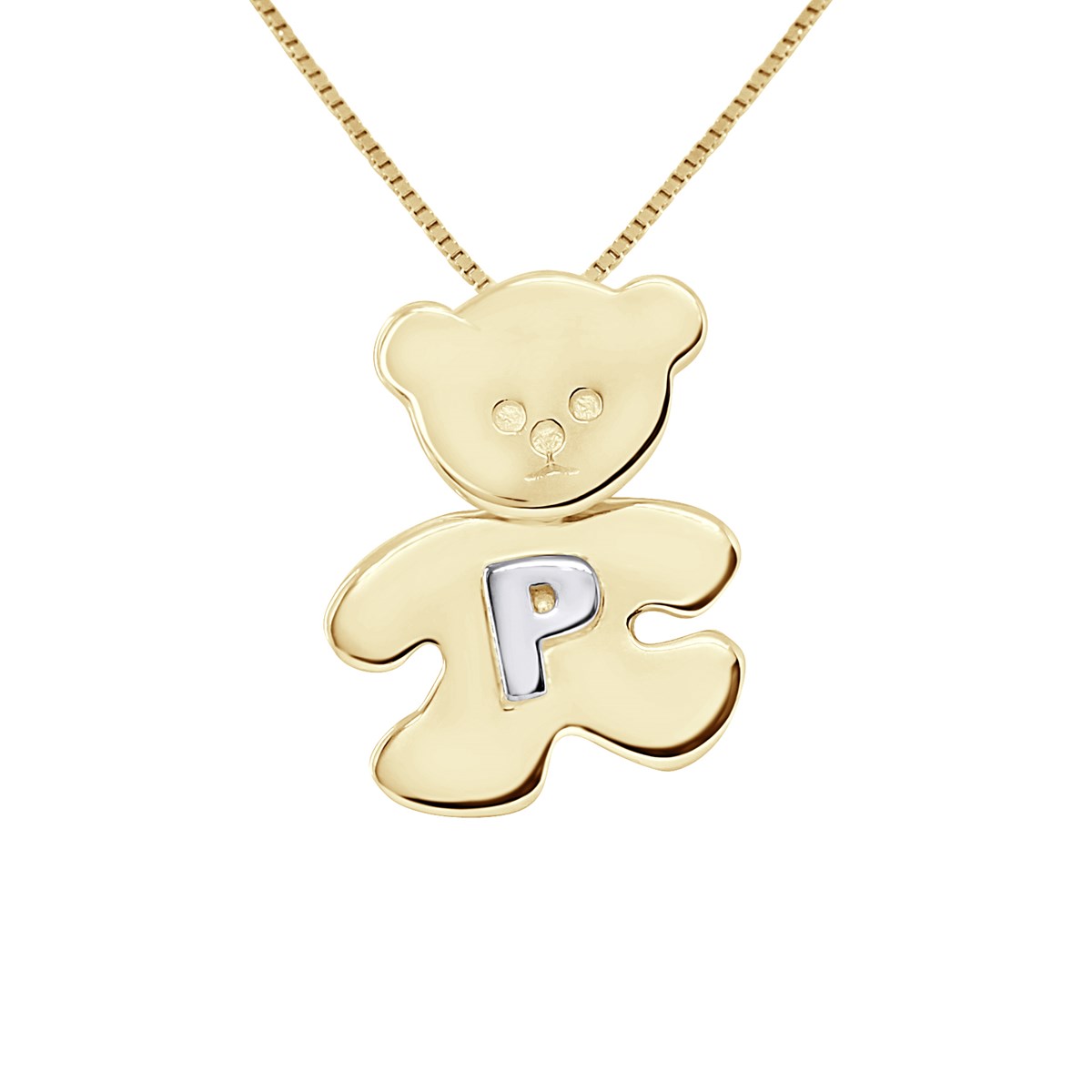 Pendentif OURSON plaqué Or Jaune - Lettre P Argent