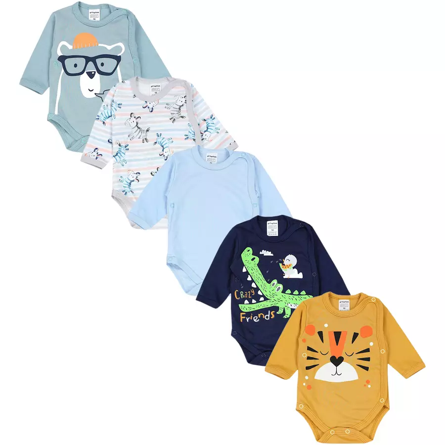 TupTam Baby Langarm Wickelbody im 5er Set blau