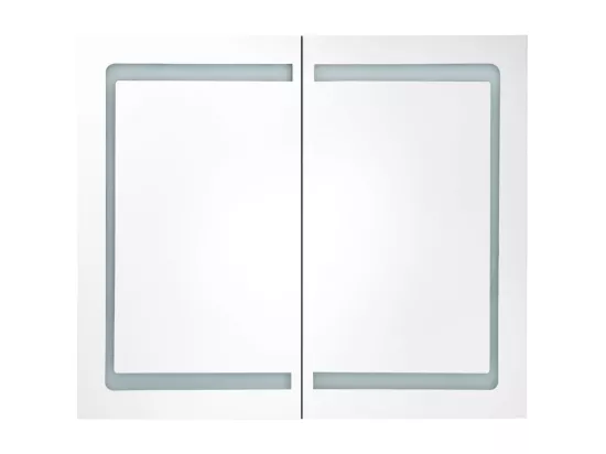 Armoire de salle de bain à miroir LED noir brillant 80x12x68 cm