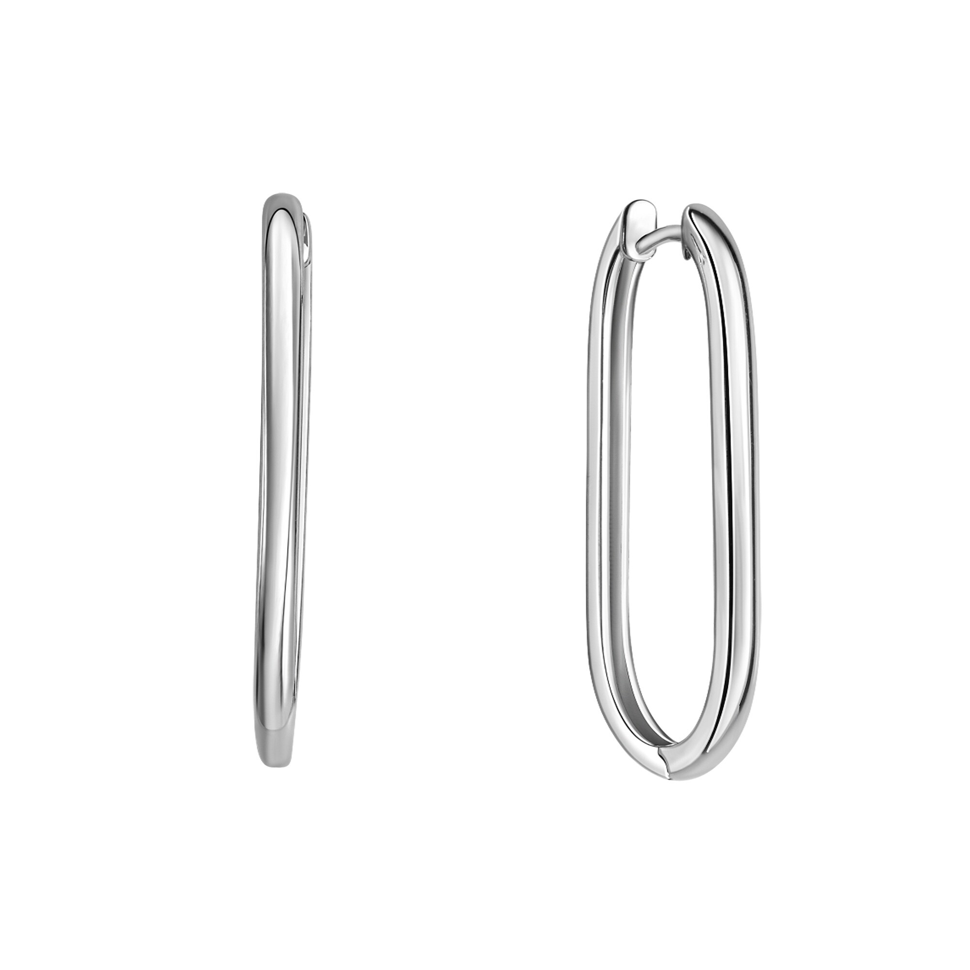 Zeeme Basic Ohrringe Silber 925 rhodiniert oval 31mm lang