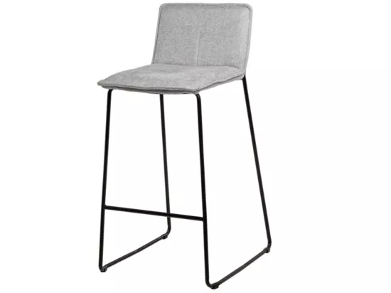 Tabouret moderne tissu avec pieds en métal noir Botane-Couleur Beige clair-Hauteur d'assise 65 cm