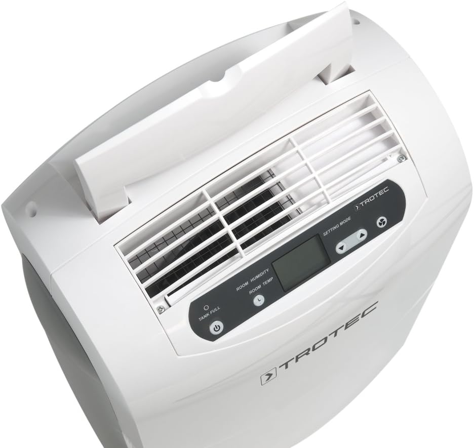 TROTEC Elektrischer Luftentfeuchter TTK 100 E – Entfeuchtungsleistung 30 L/24h, für Räume bis 90 m² / 230 m³ – Raumentfeuchter mit Heißgas-Abtauung – Dauerbetrieb oder 4,3L Wassertank