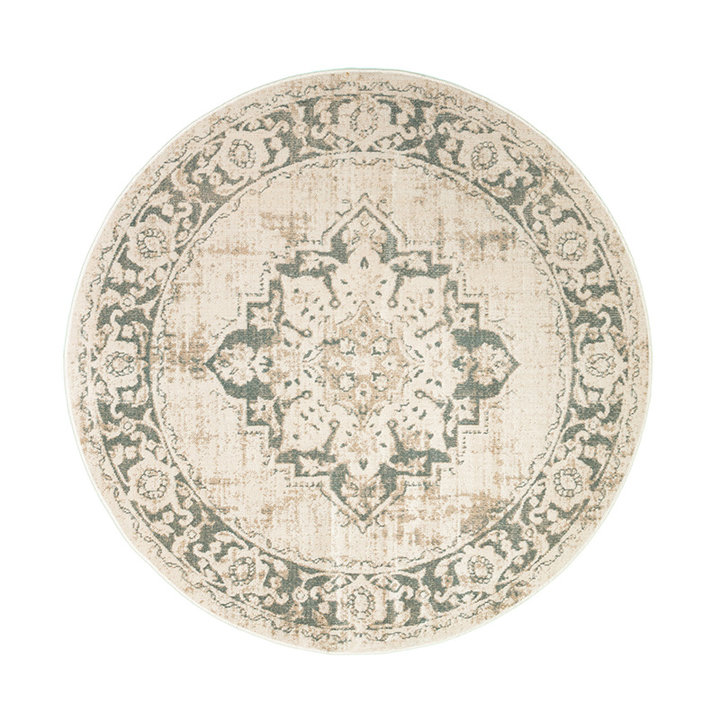 Rond vintage vloerkleed - Spring Medaillon Creme/Groen