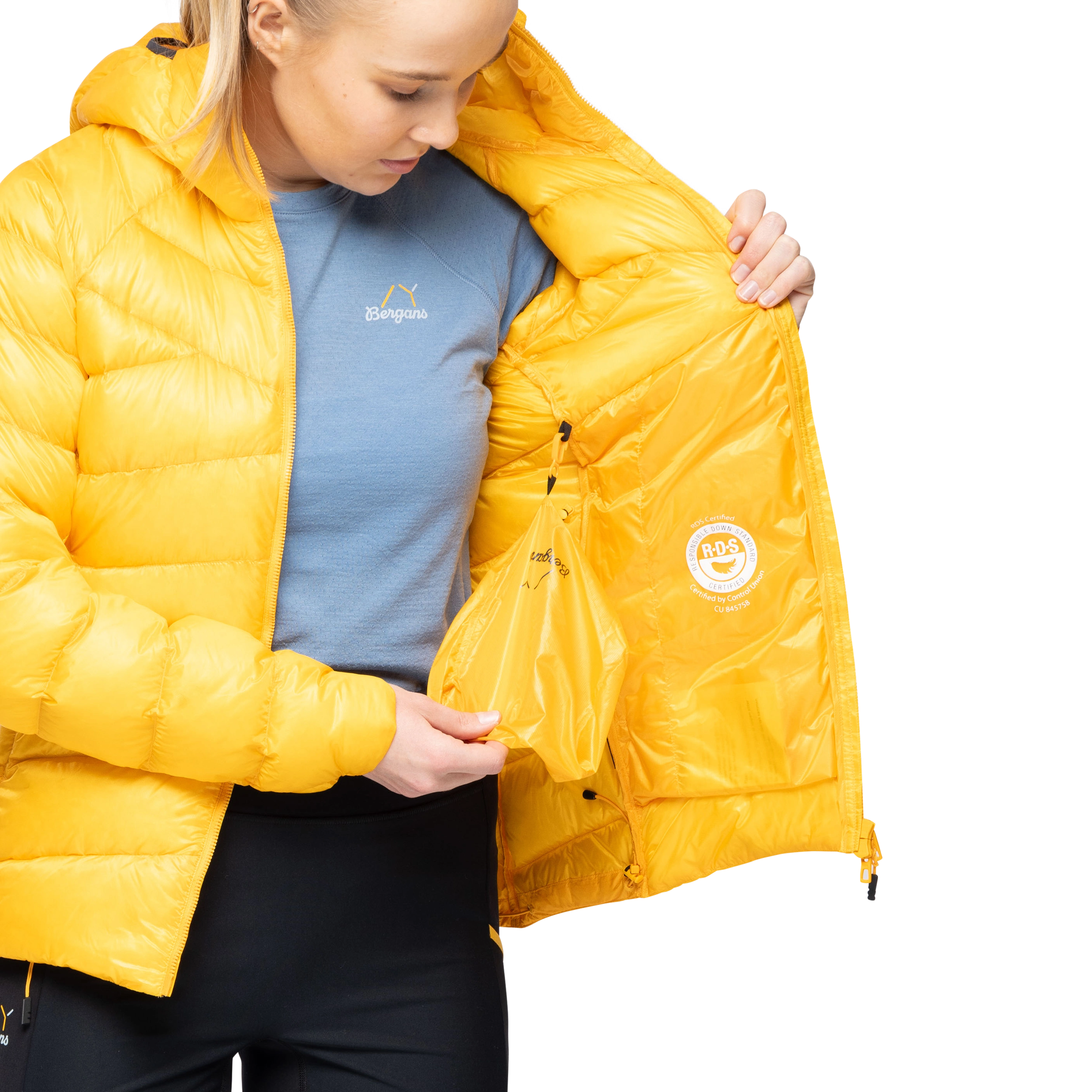 Y LightLine Weightless Down Jacket Hood Women Mango Yellow