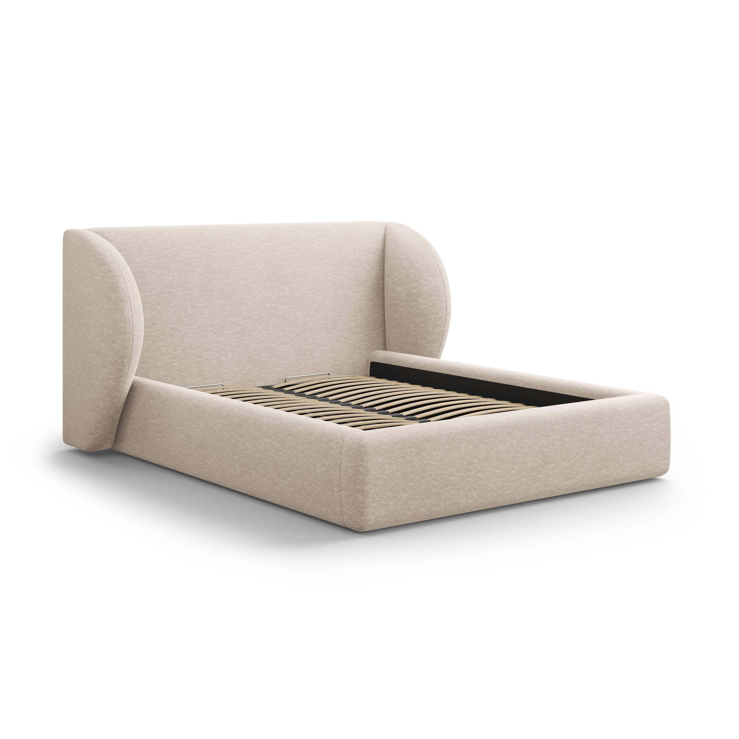 Micadoni Bedframe Miley met Opbergruimte - 160 x 200 cm - Chenille - Beige