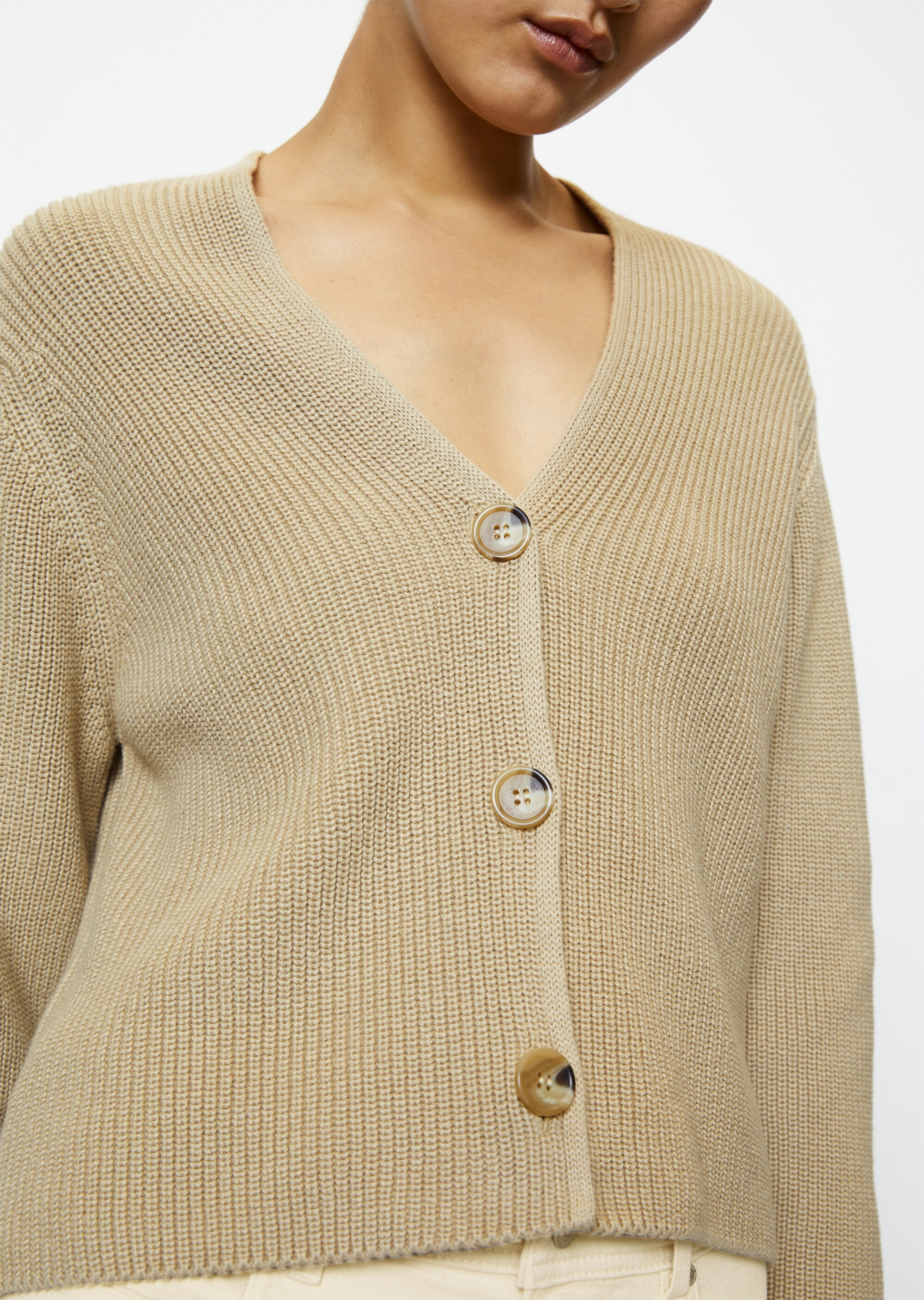 V-Neck-Cardigan relaxed cropped aus Heavy-Weight-Organic-Cotton