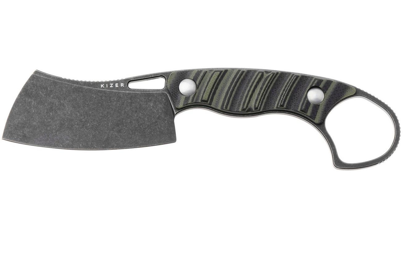 Kizer Little Rhino 1065A3, Black D2, Olive Green/Black G10 vaststaand mes, Kapuscinski Giedymin design