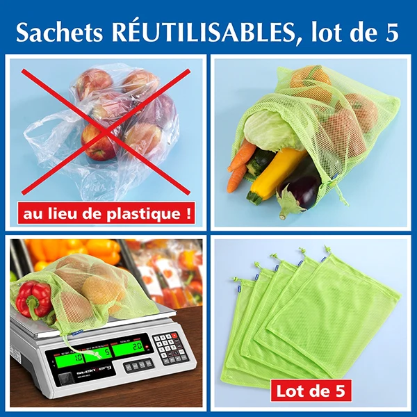Sachets à fruits et légumes réutilisables Wenko by Maximex