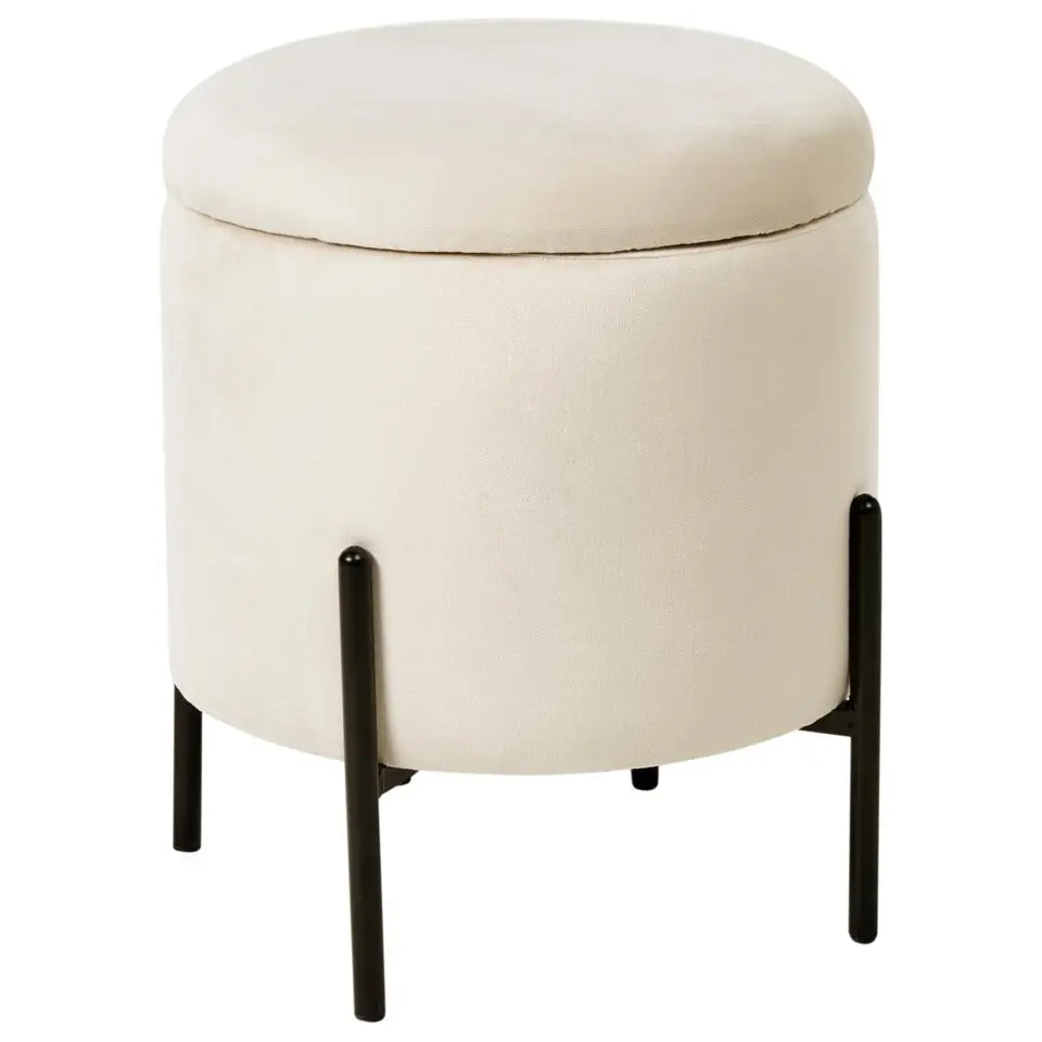WENONA - Opbergpoef - Lichtbeige - Fluweel