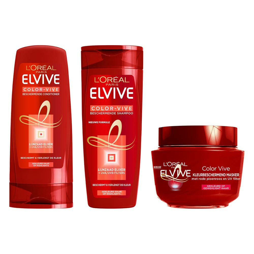 L'Oréal Elvive Color Vive - Shampoo, Conditioner & Haarmasker - Pakket