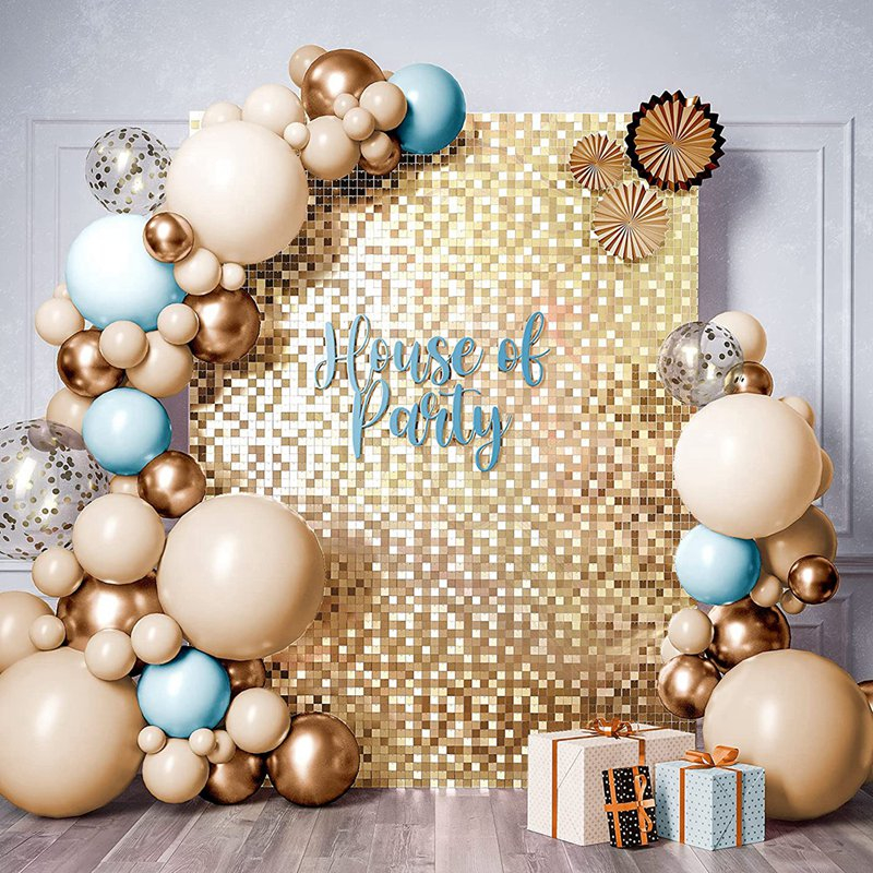 (175x100mm) Party Deko Vierecke Lametta Vorhang Glänzender Vorhang - Gold