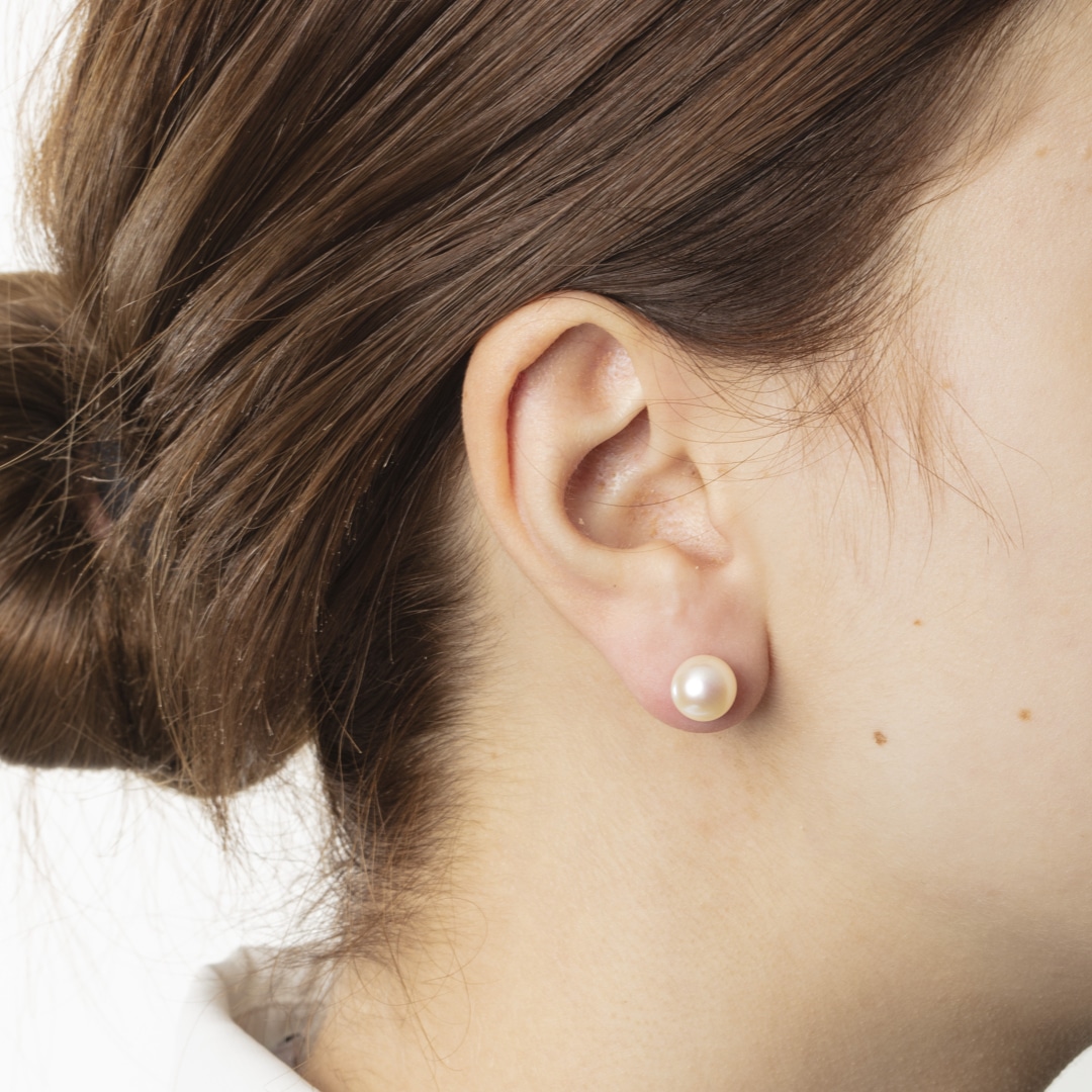 Ohrstecker 750/18 K Gelbgold mit Süsswasser-Kulturperle Ø 8.5mm