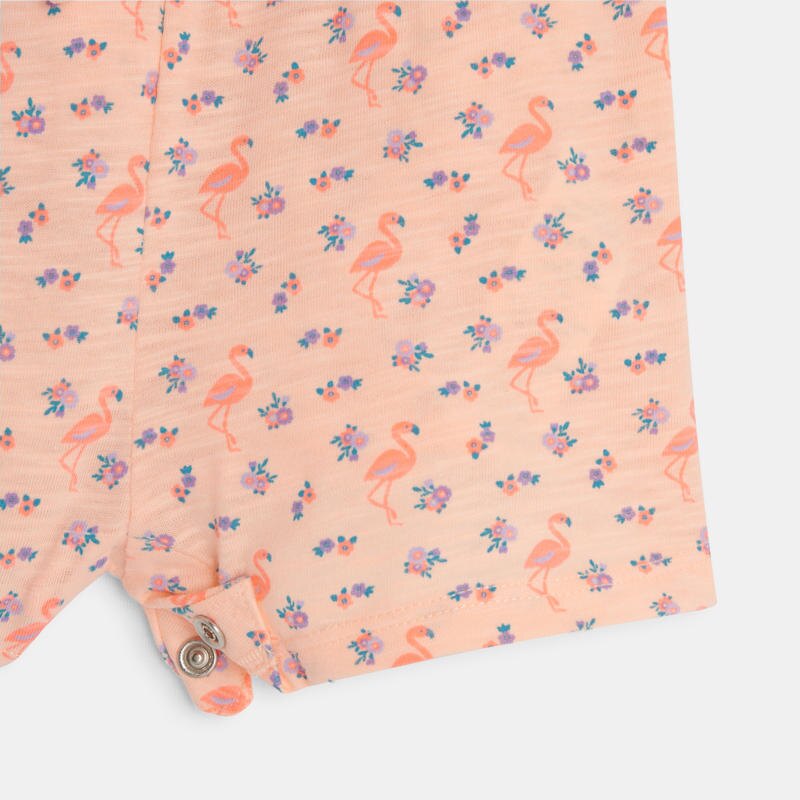 Combi courte à bretelles flamant rose bébé fille Orange