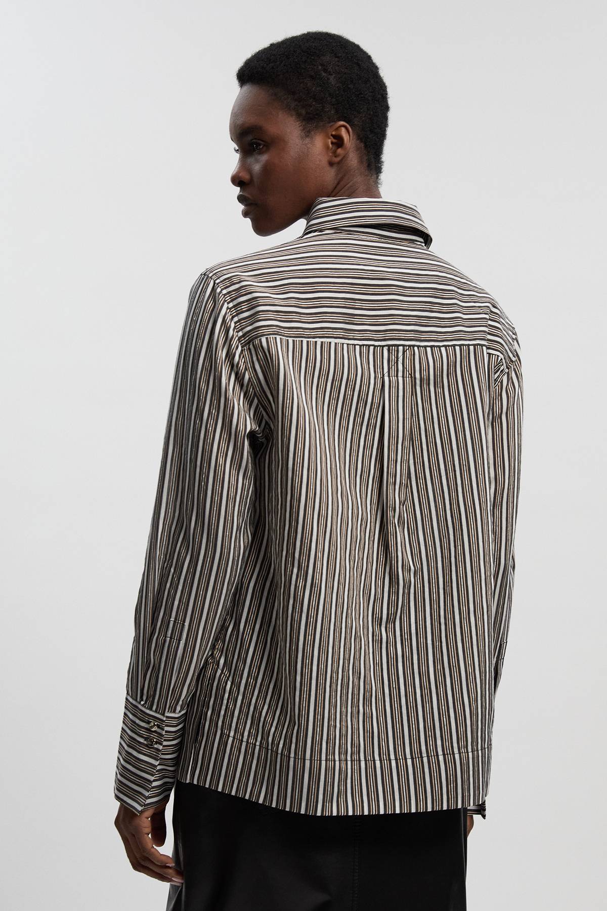 KarenMillen Chemise Tissée À Rayures En Popeline Avec Plastron