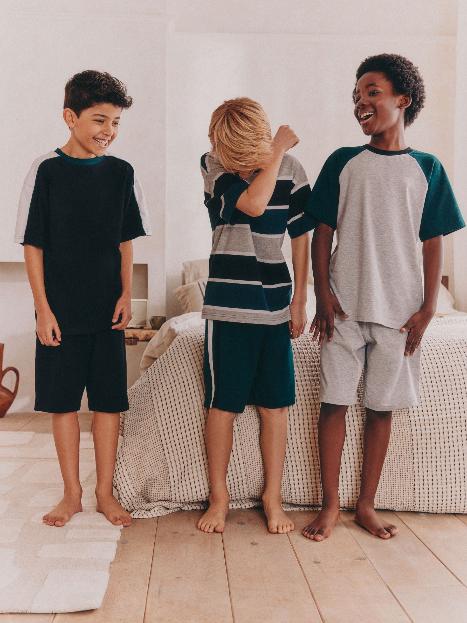 Zwart/groen - Set van 3 pyjama's met short (3-16 jr)