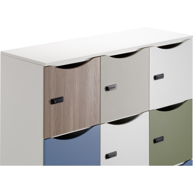 Casier de bureau Lockers 4 cases corps blanc H 169 cm - portes mélaminées - serrure à code