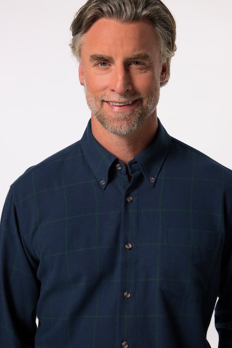 Boston Park Karo-Flanellhemd, Langarm, Buttondown-Kragen, Comfort Fit, bis 8 XL