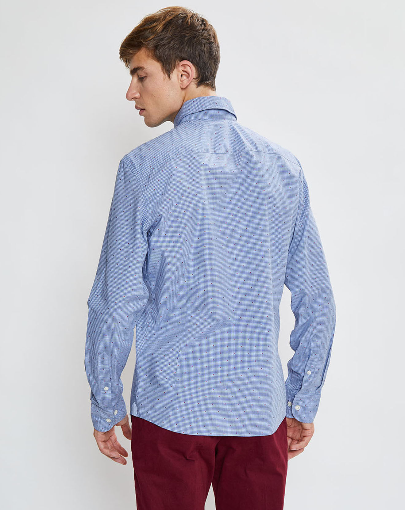 Hackett London Chemise Slim Fit Wash fil coupé bleue