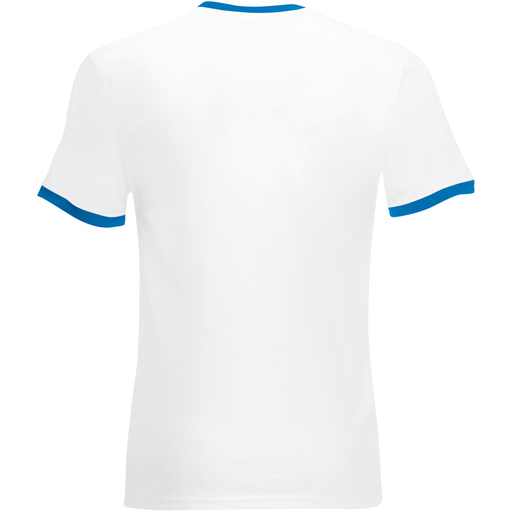 Camiseta de manga curta Fruit of the Loom com detalhes em cores diferentes.