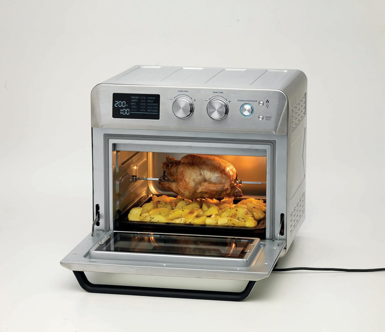 Ariete 4629 Airy Fryer Oven Digital SS, Luftfriteuse, Elektroofen, Fassungsvermögen 25 l, 1700 W, für Pizza 30 cm, LED-Display, Temperatur max. 230 °C, Silber